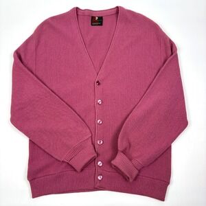 VTG Union Made Arnold Palmer by Robert Bruce Cardigan Mens M Mauve Golf Grandpa